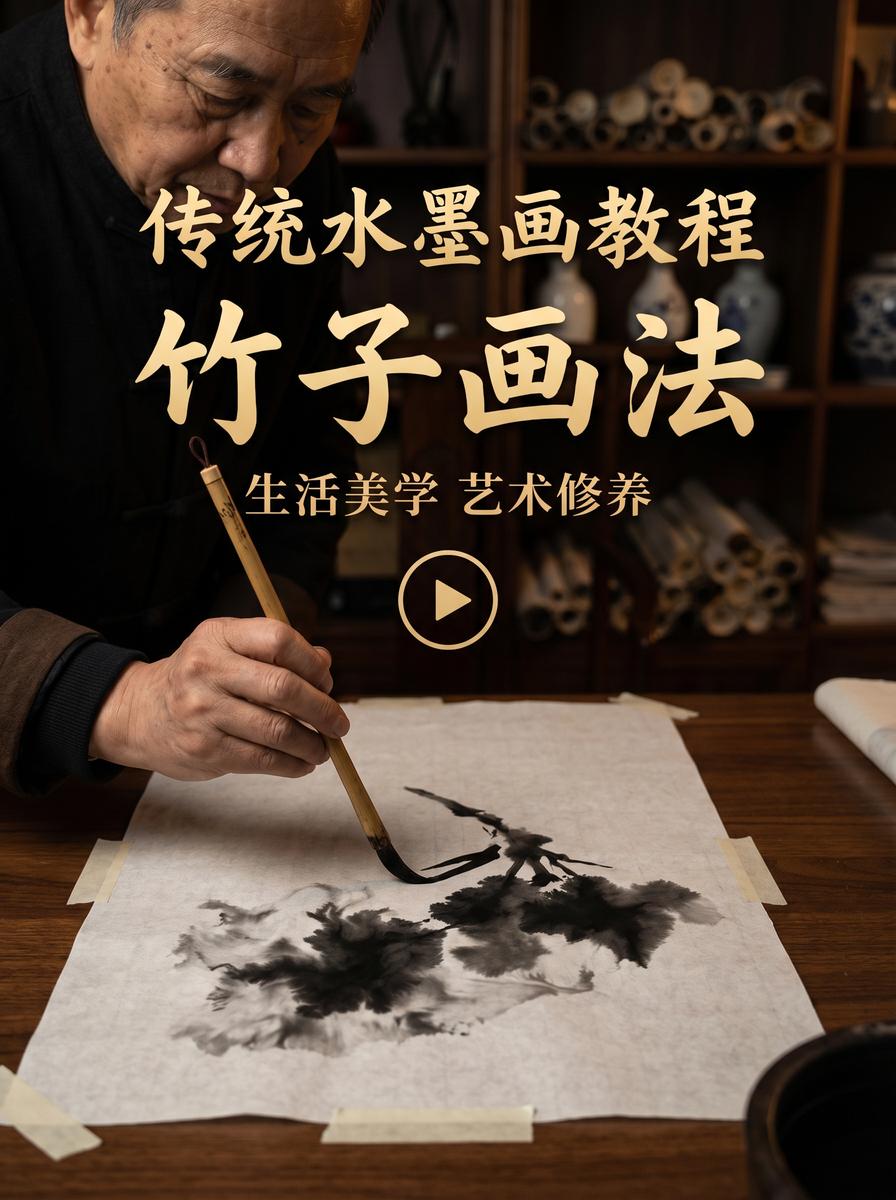 17C 水墨画视频教程：竹子画法入门与笔墨技法 - pwlfsqc.cn